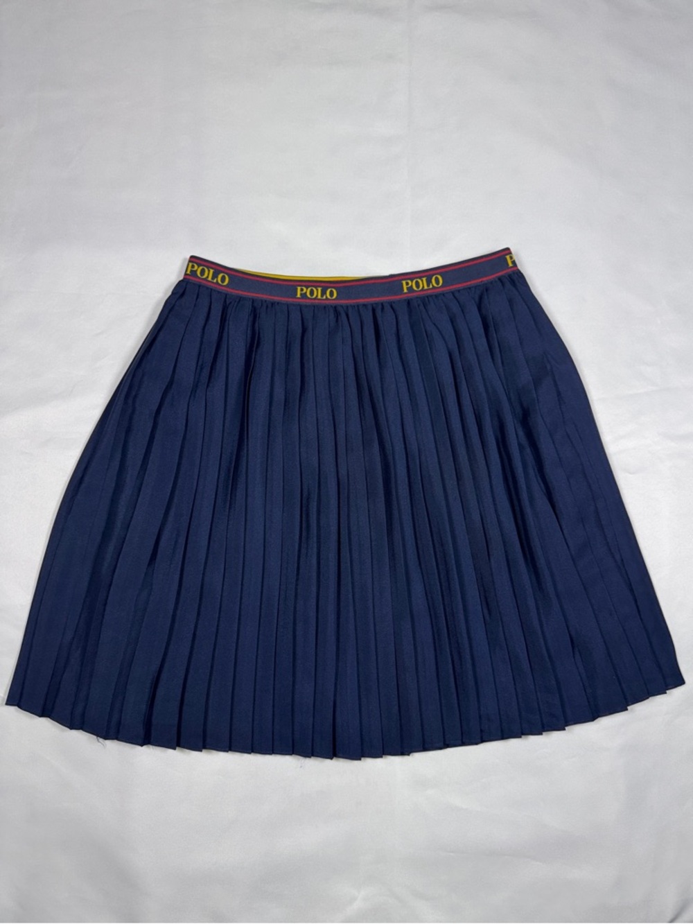 Polo Ralph Lauren 12 kids Navy Pleated preppy tennis Skirt Branded Elastic Waist